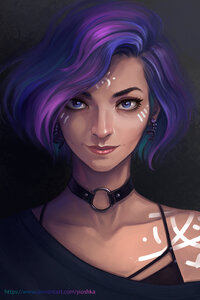 Purple Hair Artistic Girl