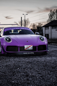 Purple Porsche Car (640x960) Resolution Wallpaper
