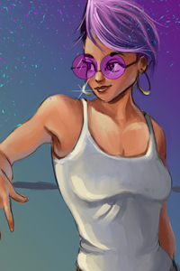 Purple Shade Girl (1125x2436) Resolution Wallpaper