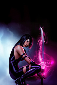 Purple Warrior Psylocke In Combat (750x1334) Resolution Wallpaper
