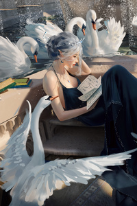 Queen And Swans (800x1280) Resolution Wallpaper