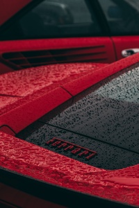 Rain Drops On Ferrari (320x568) Resolution Wallpaper