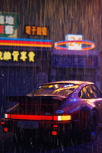 Rainy Night Porsche 4k (640x1136) Resolution Wallpaper