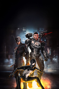 Red Code Spider Man X Daredevil X Punisher (720x1280) Resolution Wallpaper