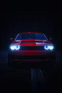 Red Dodge Challenger 4k (1080x2280) Resolution Wallpaper