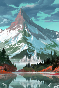 Red Forest Mountain (480x800) Resolution Wallpaper