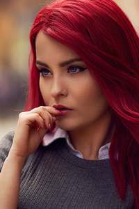 Red Head Girl Outdoor (1080x2160) Resolution Wallpaper
