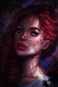 320x568 Red Head Girl Portrait Face Closeup