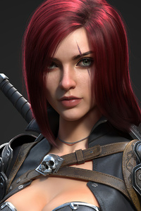 Red Head Warrior Girl 4k (1080x1920) Resolution Wallpaper