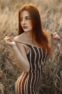 Red Headed Girl Lost In The Fields Allure (1080x2160) Resolution Wallpaper