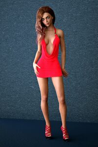 480x854 Red Hot Dress Girl 3D Cgi