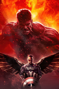Red Hulk X Captain America (640x960) Resolution Wallpaper