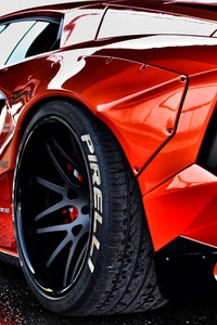 Red Lamborghini Aventador Rear (720x1280) Resolution Wallpaper