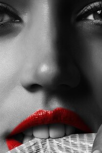 Red Lip Girl (540x960) Resolution Wallpaper
