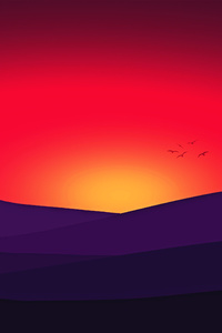 Red Mountains Sunset Birds