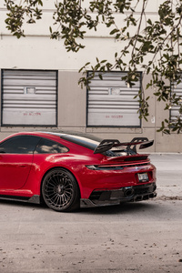 Red Porsche 992 Gts Strasse Wheels (320x480) Resolution Wallpaper