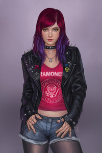 Red Purple Hair Dj Girl 4k (1125x2436) Resolution Wallpaper