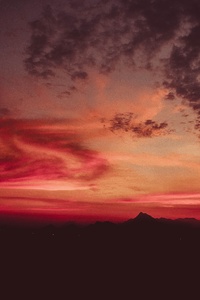 Red Sky Nature Mountains 5k (640x1136) Resolution Wallpaper