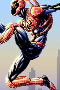Red Spiderman Bluebeetle Artwork (1080x2160) Resolution Wallpaper