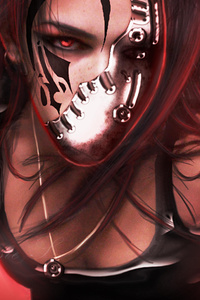 Red Warrior Face Damaged From War (320x568) Resolution Wallpaper