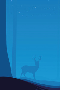 Reindeer Night Forest Minimal 5k