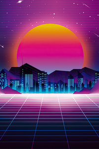 Retro City Sunset 4k