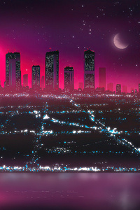 Retro Cityscape Neon Drifts 5k