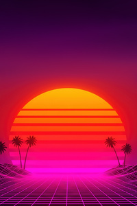 Retrowave Vibes Grid 5k (1280x2120) Resolution Wallpaper