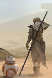 Rey And Bb8 (240x320) Resolution Wallpaper
