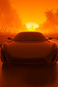 Road Car Synthwave (1280x2120) Resolution Wallpaper