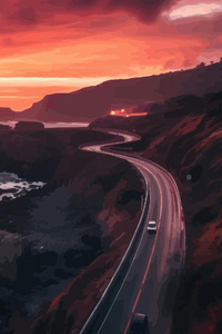 Road Illustration Brushstrokes (640x1136) Resolution Wallpaper