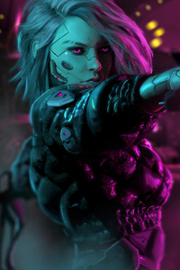 Robotic Girl With Gun (1080x2280) Resolution Wallpaper
