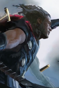 Rocket Raccoon And Thor In Avengers Infinity War Artwork (320x568) Resolution Wallpaper
