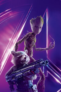 Rocket Raccoon In Avengers Infinity War 8k Poster (640x960) Resolution Wallpaper