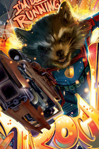 Rocket Raccoon In Guardians Of The Galaxy Vol 3 Artwork (240x400) Resolution Wallpaper