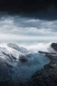 Rocks Cliffs Long Exposure Photography (640x1136) Resolution Wallpaper