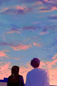 Romantic Sunset Couple Skyline Dream (750x1334) Resolution Wallpaper