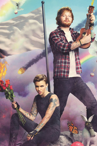 Ruby Rose And Ed Sheeran (1280x2120) Resolution Wallpaper