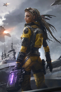 Safe With Me Warrior Soldier Girl 4k (240x400) Resolution Wallpaper