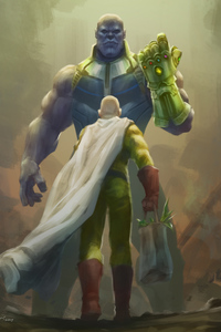 Saitama Vs Thanos (720x1280) Resolution Wallpaper