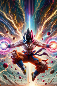 Saiyan Legend Goku Mighty Transformation In Dragon Ball (640x960) Resolution Wallpaper