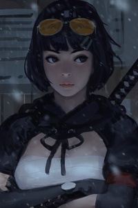 Samruai Katana Warrior Girl 4k (1080x2280) Resolution Wallpaper