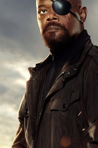 Samuel L Jackson As Nick Fury In Spider Man Far From Home Poster (360x640) Resolution Wallpaper