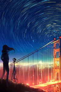 San Francisco Bridge Infinite Lights Artwork (1080x2280) Resolution Wallpaper