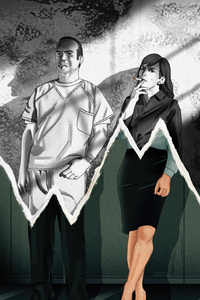 Saul Goodman And Kim Wexler Smoking 5k (640x960) Resolution Wallpaper