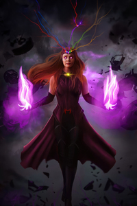 Scarlet Witch Connection To Infinity (1440x2560) Resolution Wallpaper