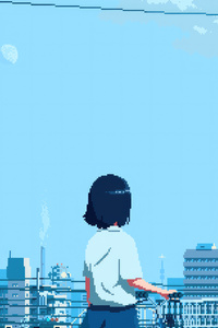 School Girl Anime Pixel Art (360x640) Resolution Wallpaper