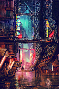 750x1334 Science Fiction Cyberpunk Futuristic City Digital Art 4k