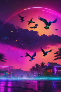 Scifi Birds (640x1136) Resolution Wallpaper