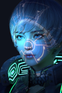 720x1280 Scifi Girl Hologram Mask